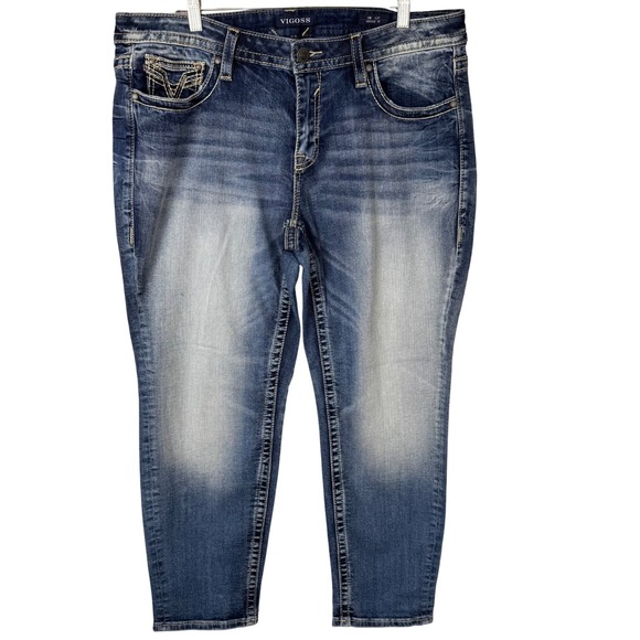 Vigoss Chelsea Boyfriend Jeans Heritage Fit Women's S18 L27 Blue Denim - Picture 1 of 11